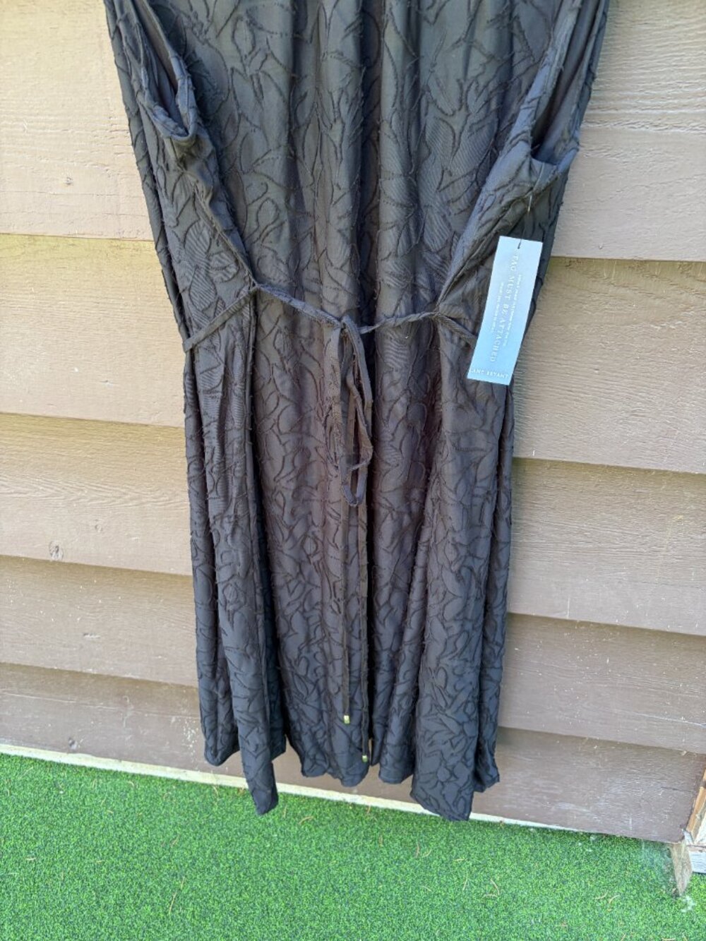 Lane Bryant Black Textured Midi Dress | NWT | Size 26/28 | Sleeveless Tie Waist - Picture 3 of 5